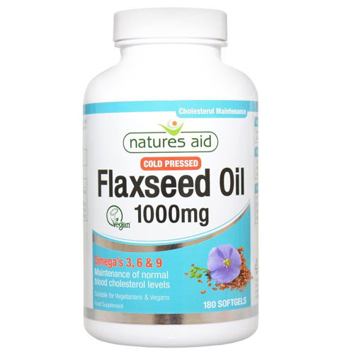 Natures Aid Flaxseed Oil1000mg - 180 Softgels - Fitness55.co.uk